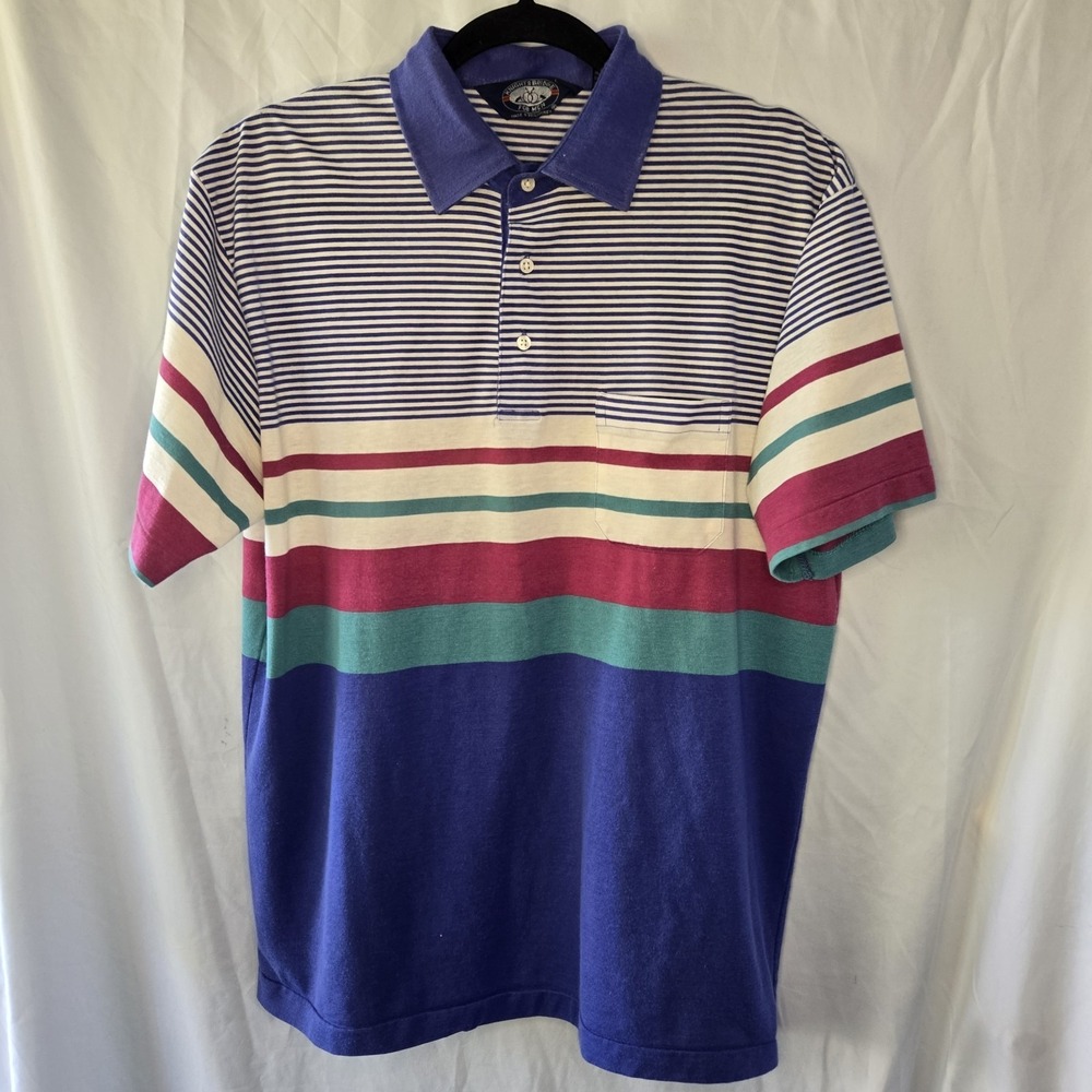 Vintage 90s‎ Knights Bridge Striped Polo Shirt Mens Large Hipster Grandpacore
